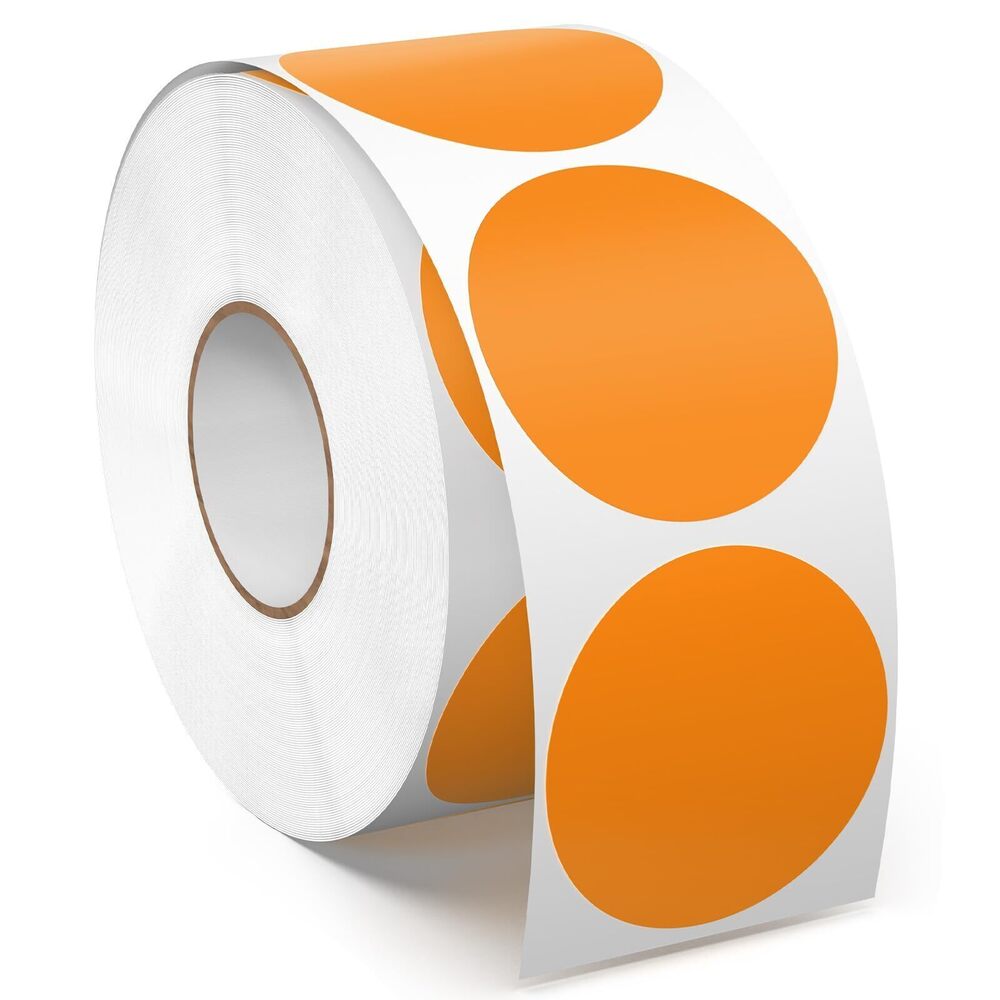 1400 1.5 Inches Orange Circle Stickers Roll 1000 PCS, Self-Adhesive Vinyl
